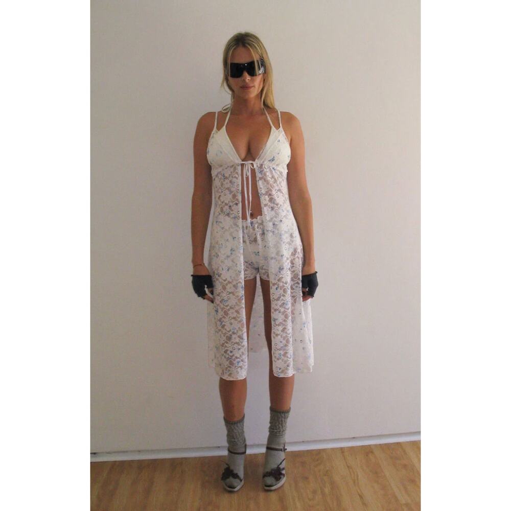 Frankies Bikinis Dress Large Lucinda Lace Floral Cover Up White Beach Feminine